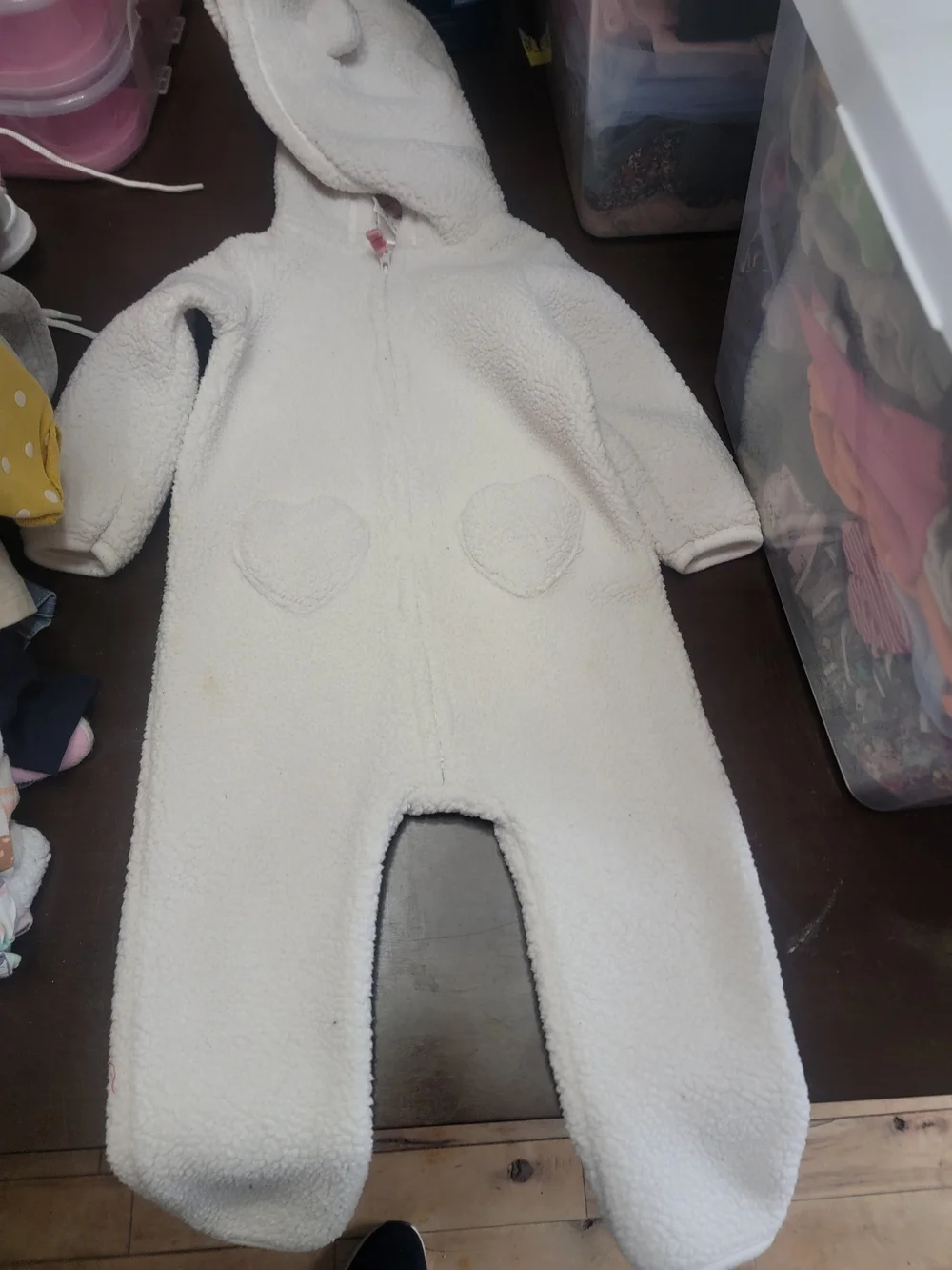 Carter's Cream Sherpa Hooded One-Piece Footie